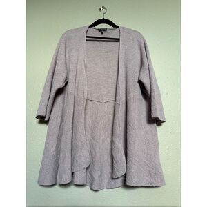 Eileen Fisher Woman 2X 100% Wool Open Front Cardigan Lavender Gray